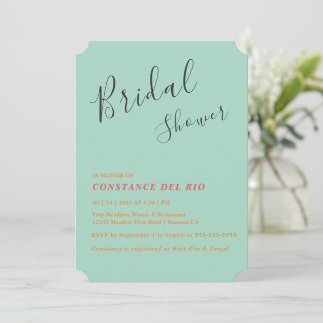 Invitación a la ducha de novia mínima (Anverso de pie)