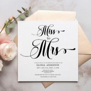 Invitación a la ducha de novia minimalista cuadrad