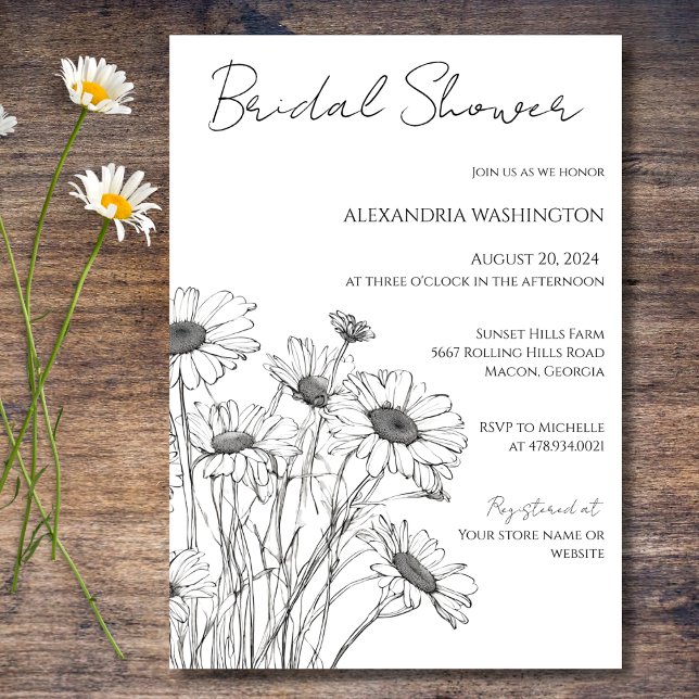 Invitación a la ducha de novia minimalista Daisy (Subido por el creador)