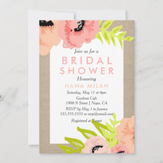 Invitación a la ducha de novia moderna acuarela