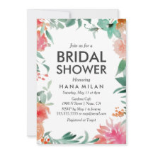 Invitación a la ducha de novia moderna acuarela