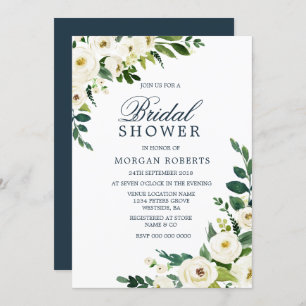 Invitación a la ducha de novia moderna con flores