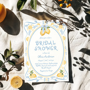 Invitación a la ducha de novia moderna de Bow azul