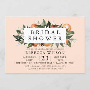 Invitación a la ducha de novia moderna de naranja