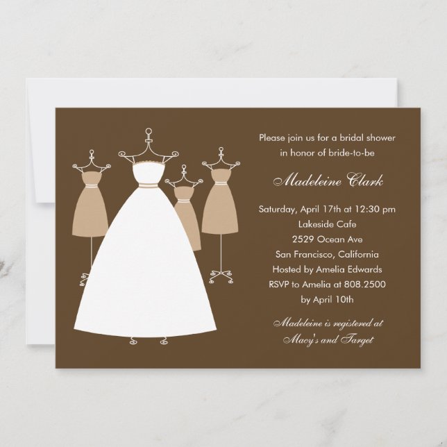 Invitación a la ducha de novia moderna - Latte (Anverso)