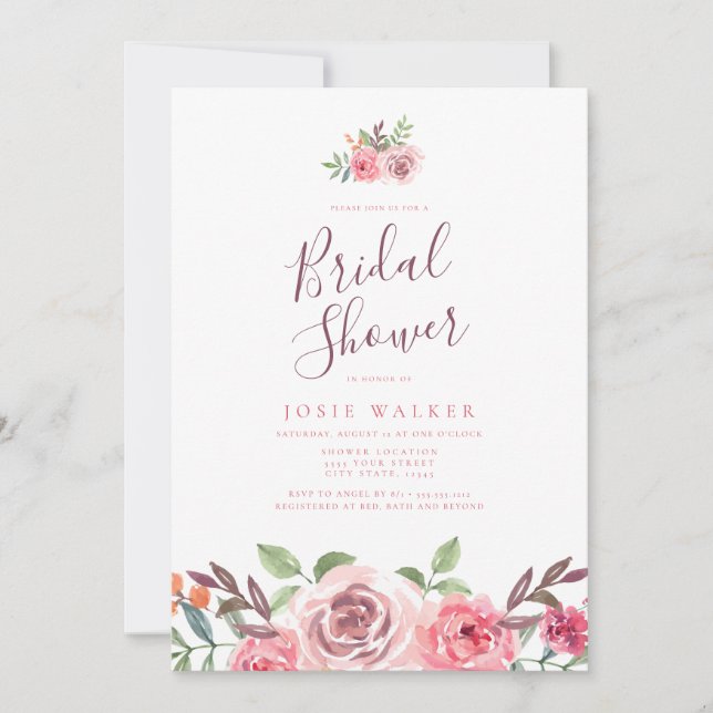 Invitación a la ducha de novia moderna y elegante (Anverso)