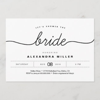Invitación a la ducha de novia moderna y sencilla