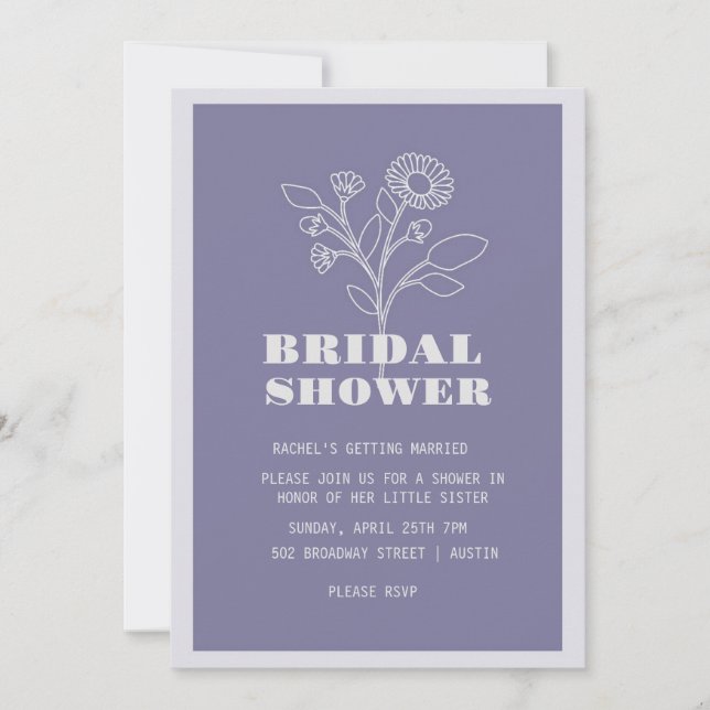 Invitación a la ducha de novia monocromática de te (Anverso)