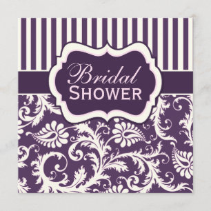 Invitación a la ducha de novia morada, marfil, dam