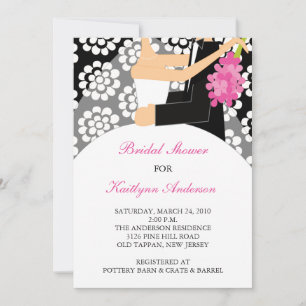 Invitación a la ducha de novia negra y blanca
