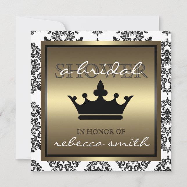 Invitación a la ducha de novia - Negro y oro (Anverso)