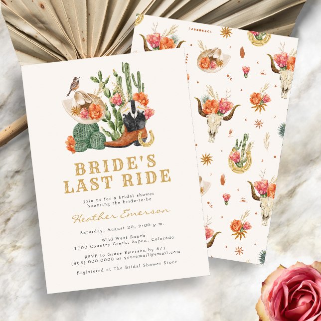 Invitación a la ducha de novia occidental (Bride's Last Ride - Western Bridal Shower Invitation by Painted Paperie)