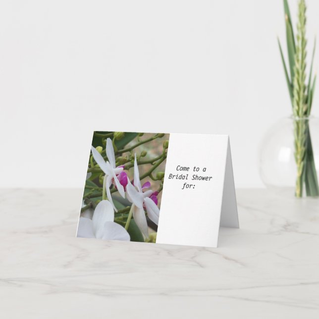 Invitación a la ducha de novia Orquídeas moradas y (Anverso)