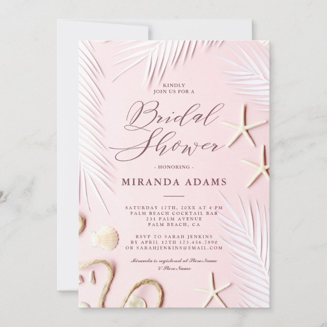 Invitación a la ducha de novia Palm Beach Starfish (Anverso)