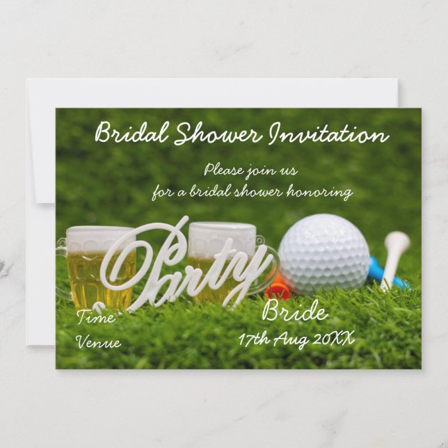 Invitación a la ducha de novia para fiesta golfist (Anverso)