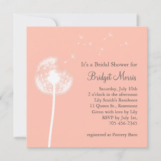 Invitación a la ducha de novia Peach Dandelion