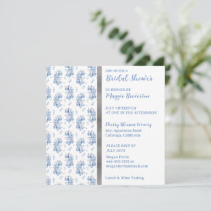 Invitación a la ducha de novia pintada de azul