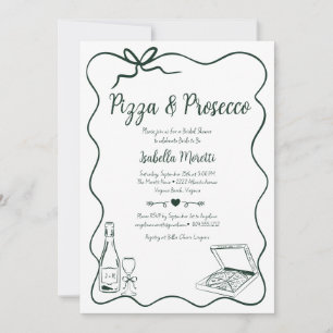 Invitación a la ducha de novia Pizza y Prosecco