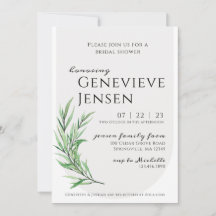 Invitación a la ducha de novia primavera-verde