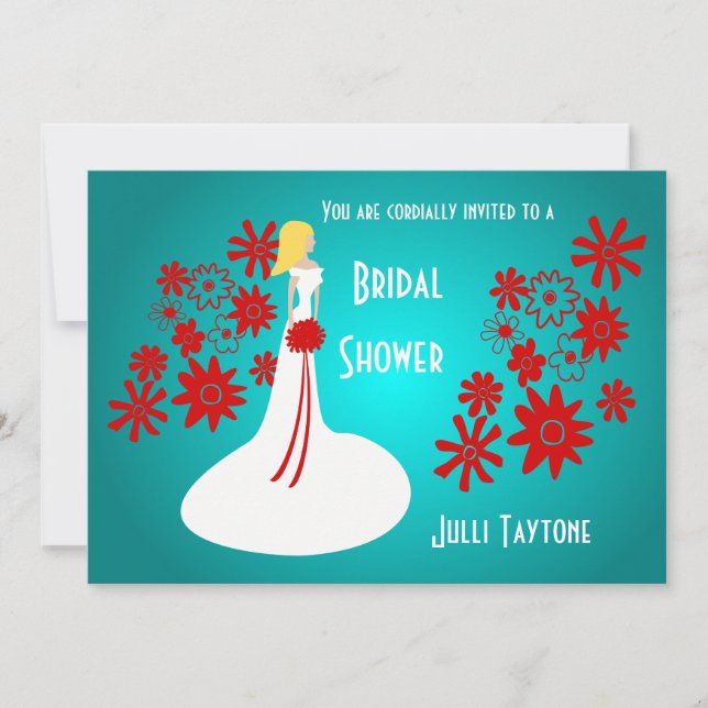 Invitación a la ducha de novia Princesa y Flores 3 (Anverso)