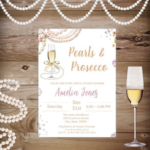 Invitación a la ducha de novia Prosecco y Pearls