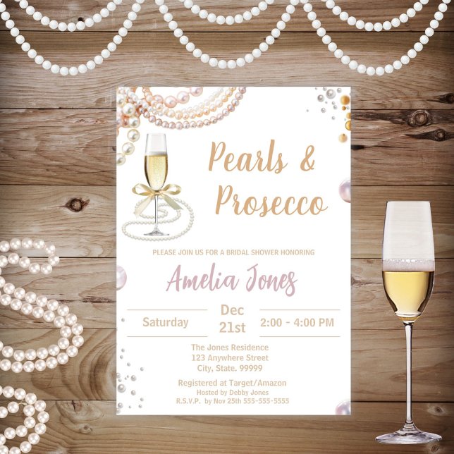 Invitación a la ducha de novia Prosecco y Pearls (Subido por el creador)