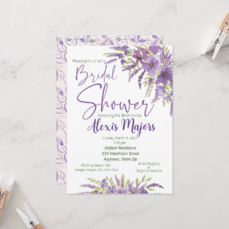 Invitación a la ducha de novia Purple Floral