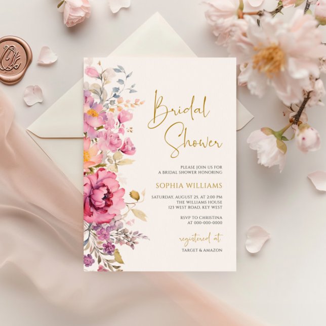 Invitación a la ducha de novia Purple Wildflowers (Subido por el creador)