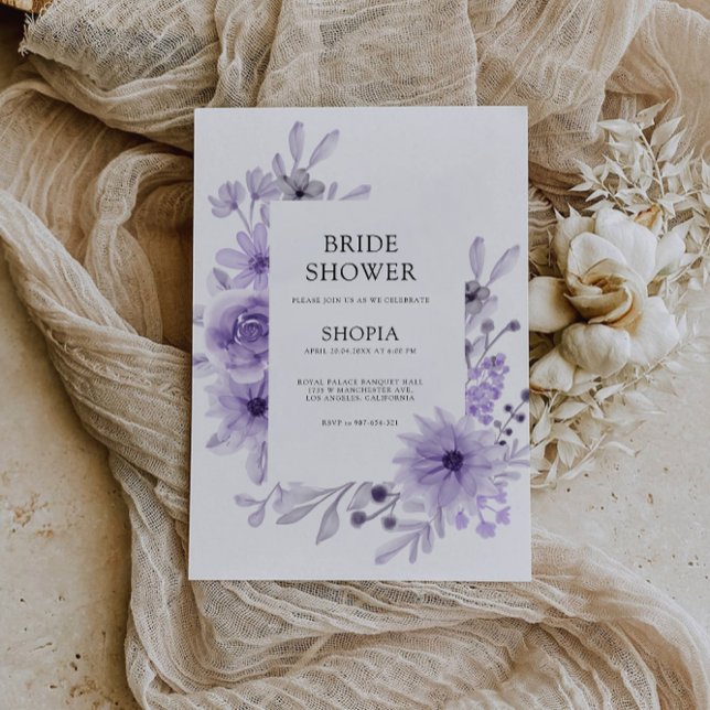 Invitación a la ducha de novia púrpura (Purple Bridal Shower Invitation)
