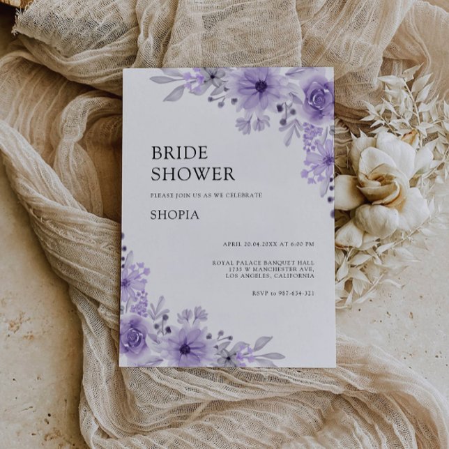 Invitación a la ducha de novia púrpura (Purple Bridal Shower Invitation)