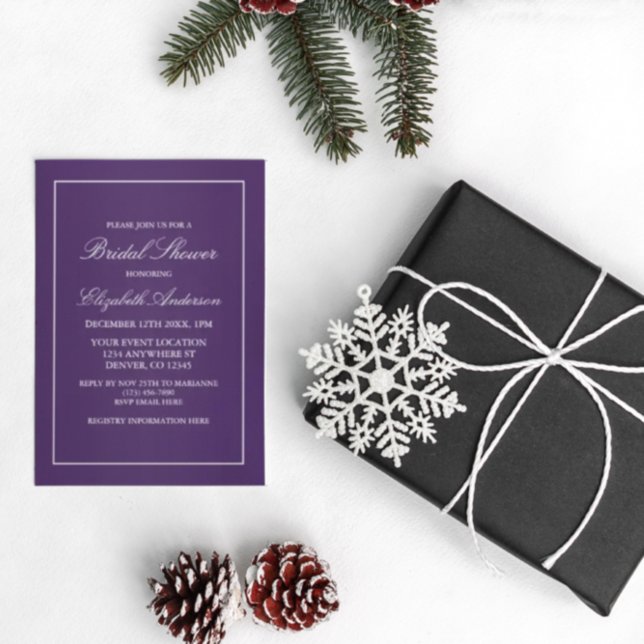 Invitación a la ducha de novia púrpura clásica Min (Subido por el creador)