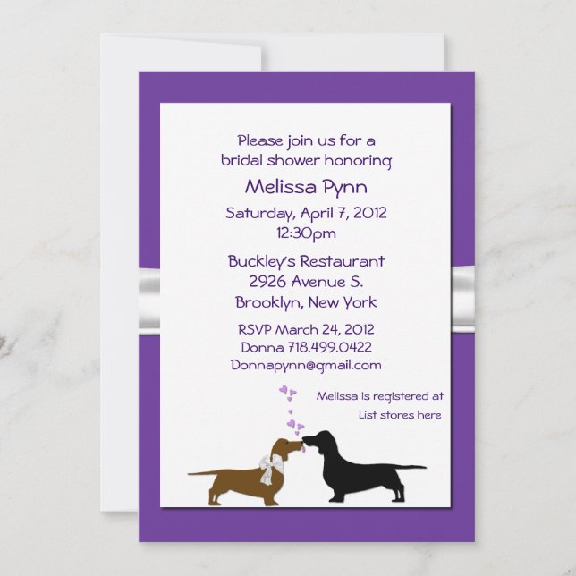 Invitación a la ducha de novia púrpura divertida (Anverso)