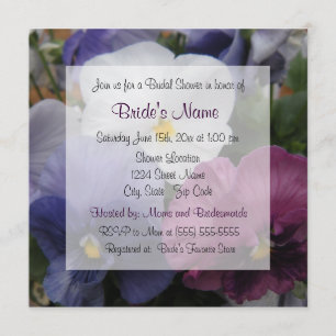 Invitación a la ducha de novia púrpura pansy