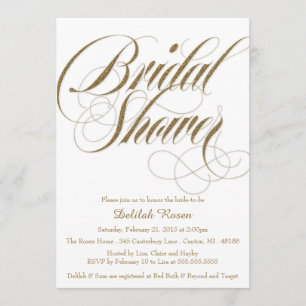 Invitación a la ducha de novia purpurina