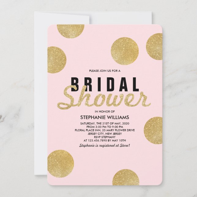 Invitación a la ducha de novia Purpurina de Rubor  (Anverso)