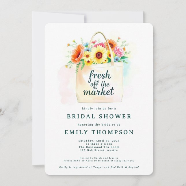 Invitación a la ducha de novia recién salida del m (Anverso)