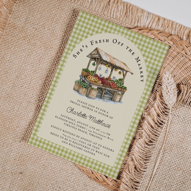 Invitación a la ducha de novia recién salida del m (Fresh Off the Market Bridal Shower Invitation )