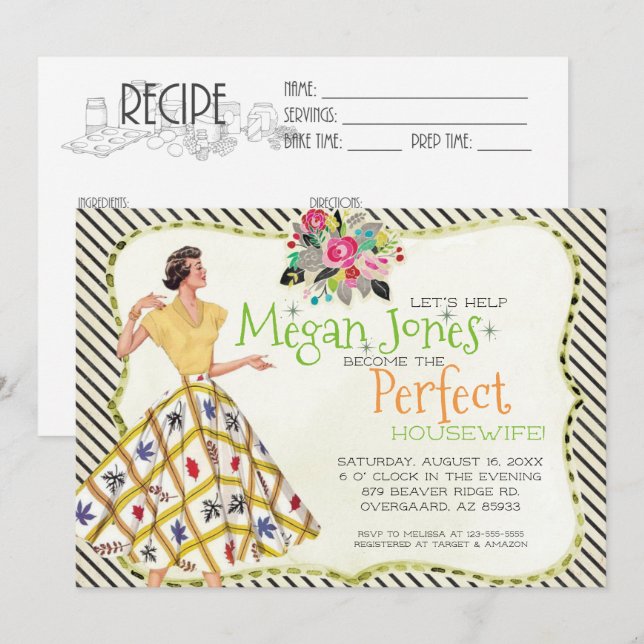 Invitación a la ducha de novia | Retro Housewife (Anverso / Reverso)