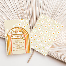 Invitación a la ducha de novia Retro Rainbow Daisy