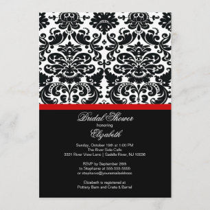 Invitación a la ducha de novia roja de Damasco