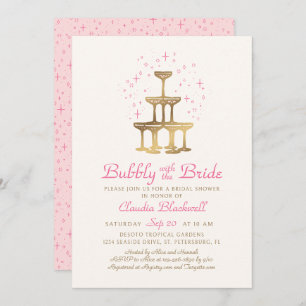 Invitación a la ducha de novia rosa de champagne