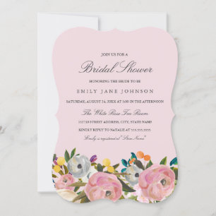 Invitación a la ducha de novia rosa de los jardine