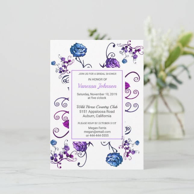 Invitación a la ducha de novia Rosa de moda floral (Anverso de pie)