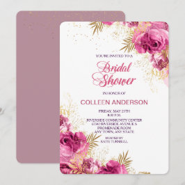 Invitación a la ducha de novia rosa rosa Bouquet