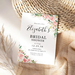 Invitación a la ducha de novia rosa rosa rosa de R