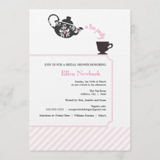 Invitación a la ducha de novia rosa - Té