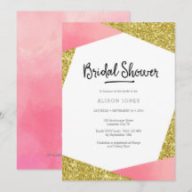 Invitación a la ducha de novia | Rosa y purpurina