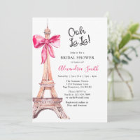 Invitación a la ducha de novia rosada en París