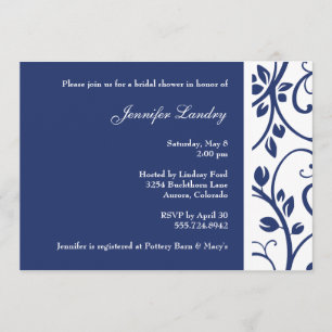 Invitación a la ducha de novia Royal Blue Floral V