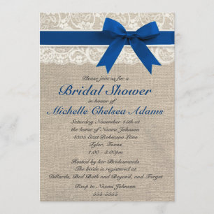 Invitación a la ducha de novia Royal Blue Lace Bur